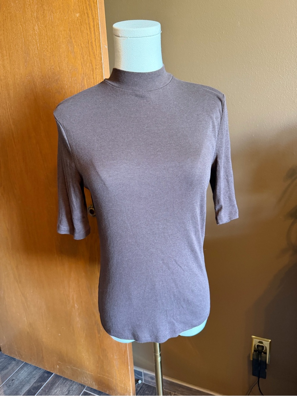 a new day Mauve Mock Neck Short Sleeve Top